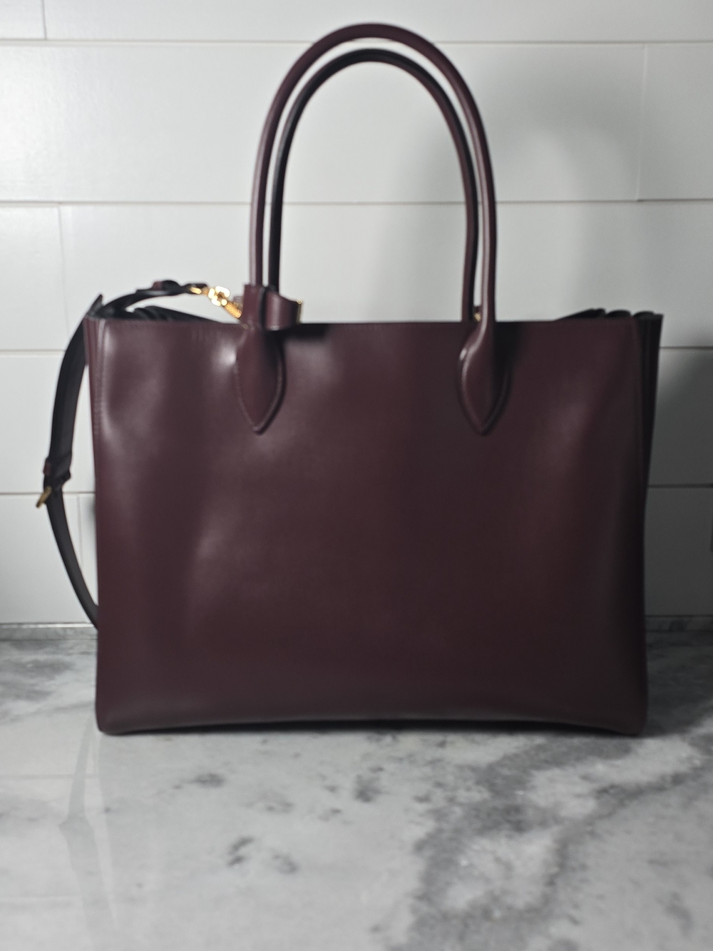 Prada Burgundy Leather Tote Bag with Shoulder Strap AMAZING Has Dust Bag - Picture 6 of 11